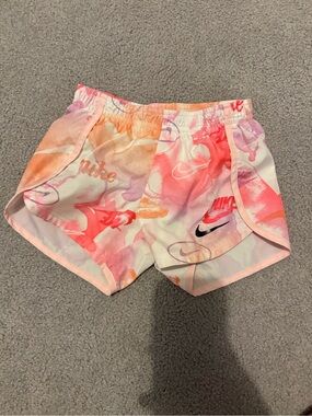 Nike Girls' Pink Peach Watercolor Athletic Shorts